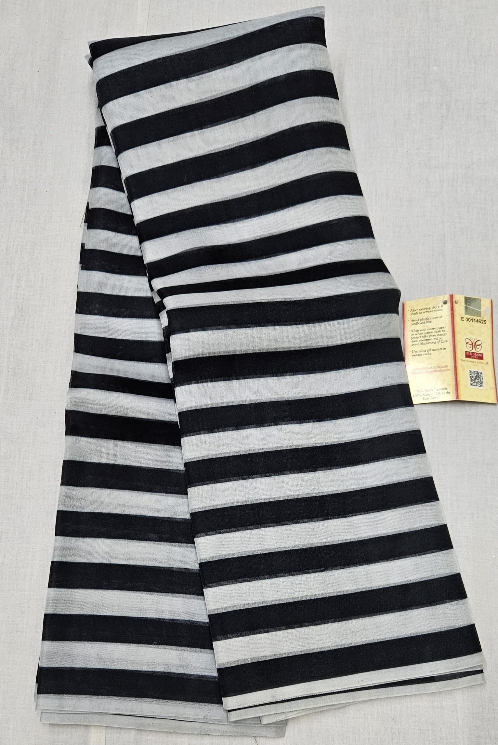 Organza Borderless Trendy silk Black and White Stripes