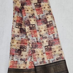 PURE LINEN BY SILK ABSTRACT PRINTED SAREES