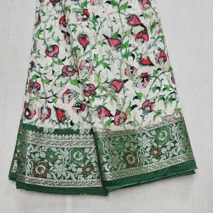 Chanderi Silk Kalamkari printed sarees with Zari Bootis
