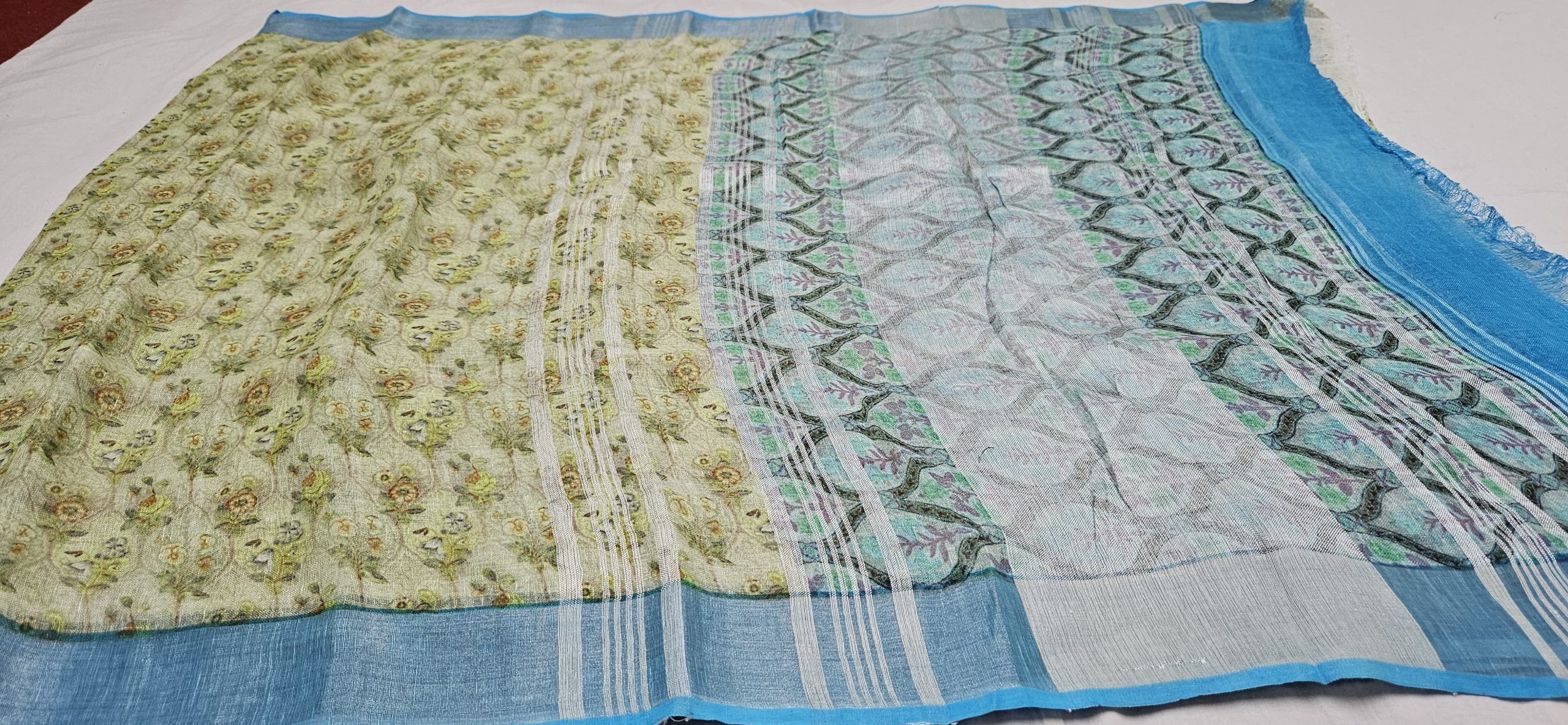Linen digital printed saree - Image 2