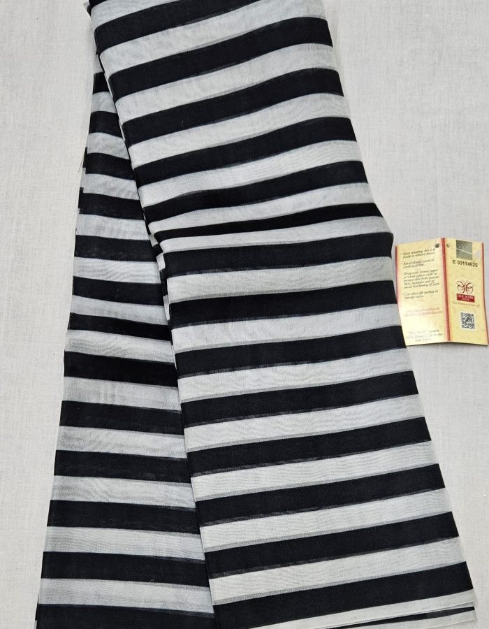 Organza Borderless Trendy silk Black and White Stripes