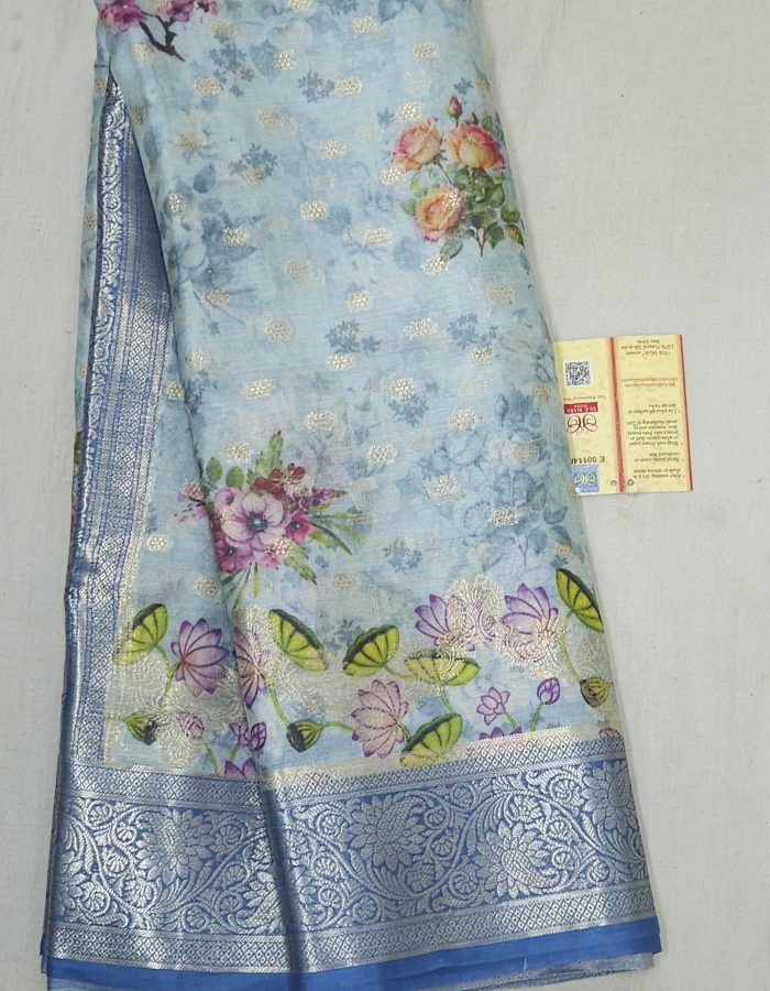 TASSAR SILK SUBTLE BLUISH COLOUR PICHWAI PRINTS