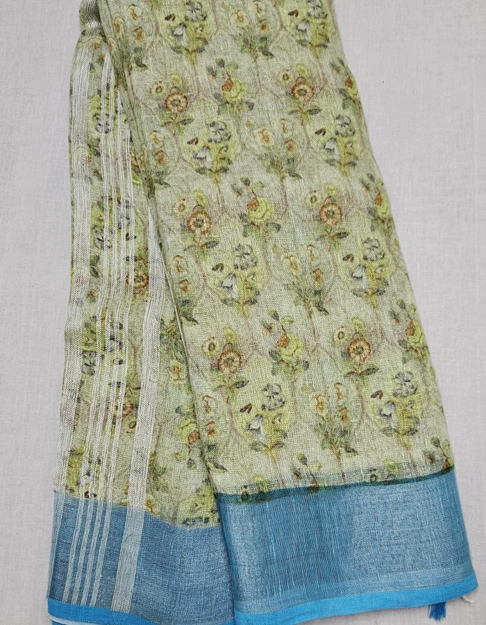 Linen digital printed saree